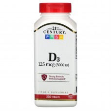 Вітамін D3, 21st Century, 5000 МО, 360 таблеток
