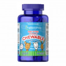 Дитячі полівітаміни, Pre-Vites Children's Multivitamin - 100 Chewables Puritans Pride