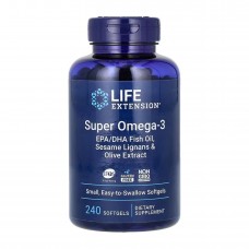 Super Omega-3 EPA/DHA Fish Oil Sesame Lignans & Olive Extract	- 240 softgels Life Extension