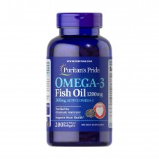 Омега-3, Omega-3 Fish Oil 1200 mg (360 mg Active Omega-3) - 200 softgels Puritans Pride