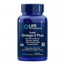 Омега-3, Super Omega-3 Plus EPA/DHA Fish Oil, Sesame Lignans, Olive Extract, Krill Astaxanthin - 120 softgels Life Extension