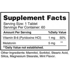 Мелатонін з вітаміном В6 Earths Creation Melatonin 5 mg with B-6 (Sublingual) 60 tabs (Mint)  Earth's Creation