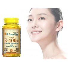 Vitamin E-with Selenium 400 IU Natural, 100 Softgels  Puritan's Pride