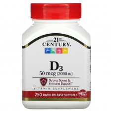 Вітамін Д3 21st Century (Vitamin D3) 2000 МО 250 м'яких рідких таблеток