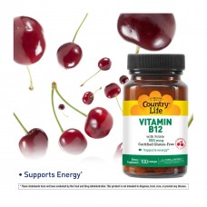 Витамин В-12 и фолиевая кислота Country Life Vitamin B12 with Folate 100 Lozenges (Cherry)  Country Life