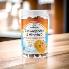 Ашваганда и витамин D Swanson Ashwagandha & Vitamin D 60 Gummies (Passion Fruit-Orange)  Swanson