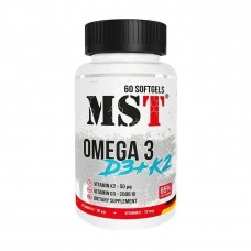 Омега 3 та Вітаміміни Д3+К2 (Omega 3 D3+K2), MST, 60 м'яких капсул