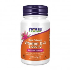 Вітамін Д3 (Vitamin D-3) 125 мкг, 5000 МО, Now Foods, 120 м'яких капсул