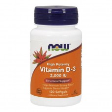 Витамин Д3 (Vitamin D-3) 50 мкг, 2000 МЕ, Now Foods, 120 мягких капсул