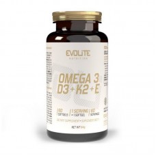 Омега 3 + Витамины К2 и Д3 (Omega 3+D3+K2MK7+E), Evolite Nutrition, 60 капсул
