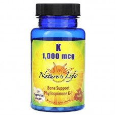 Витамин K Nature's Life Vitamin K, 1,000 mcg, 50 Vegetarian Capsules Nature's Life