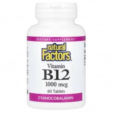 Витамин B12 Natural Factors Vitamin B12, 1,000 mcg, 60 Tablets Natural Factors