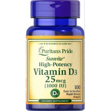Витамин D3 Puritan's Pride Vitamin D3 1000 IU  100 Softgels Puritan's Pride