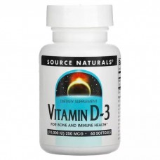 Витамин D-3 Source Naturals (Vitamin D-3) 10000 МЕ 60 гелевых капсул