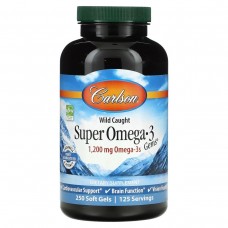 Спіймано в диких умовах, містить омега-кислоти вищої якості, Norwegian Super Omega-3 Gems Fish Oil Concentrate, Carlson Labs, 1200 мг, 250 м'яких таблеток