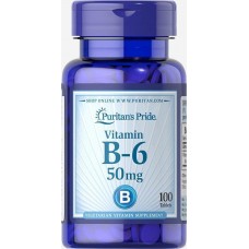 Вітамін B-6 піридоксин гідрохлорид, Vitamin B-6 Pyridoxine Hydrochloride, Puritan's Pride, 50 мг, 100 таблеток