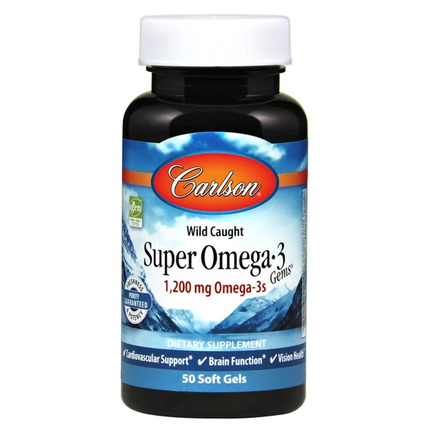 Омега-3 риб'ячий жир, Omega-3 Gems, Fish Gel, Carlson Labs, 1200 мг, 50 капсул