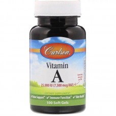 Вітамін А, Vitamin A, Carlson Labs, 25 000 МО, 100 гелевих капсул