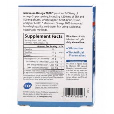 Омега с натуральным вкусом лимона, Maximum Omega 2000, Carlson Labs, 2000 мг, 30 гелевых капсул