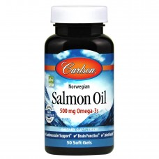 Масло лосося, Salmon Oil, Carlson Labs, норвезьке, 500 мг, 50 капсул