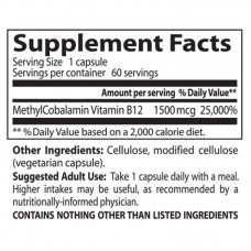 Витамин В12 (метилкобаламин), Active B12, Doctor's Best, активный, 1500 мкг, 60 капсул