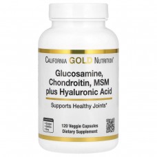 Глюкозамін Хондроїтин МСМ плюс Гіалуронова кислота California Gold Nutrition (Glucosamine Chondroitin MSM Plus Hyaluronic Acid) 120 вегетаріанських капсул