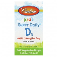 Витамин Д3, Kid's Super Daily D3, Carlson Labs, для детей, 400 МЕ, 10,3 мл