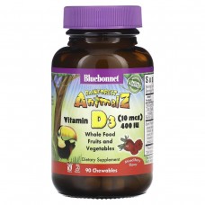Витамин D3 для детей Bluebonnet Nutrition (Rainforest Animalz Vitamin D3) 400 МЕ 90 жевательных таблеток со вкусом малины