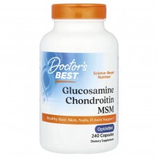Глюкозамин, хондроитин, МСМ, Glucosamine Chondroitin MSM with OptiMSM, Doctor's Best, 240 вегетарианских капсул