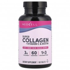 Супер Коллаген с витамином C и биотином NeoCell (Super Collagen + Vitamin C & Biotin) 180 таблеток
