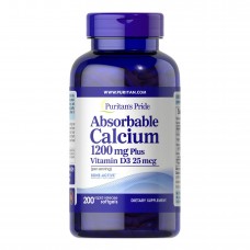 Absorbable Calcium 1200mg Plus Vitamin D3 25mcg - 200 softgels Puritans Pride