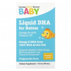 ДГК Омега-3 Вітамін Д3 для дітей California Gold Nutrition (Baby's DHA Omega-3s with Vitamin D3) 1050 мг 59 мл