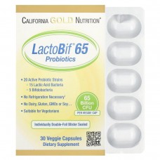 Пробіотики California Gold Nutrition (LactoBif Probiotics) 65 млрд КУО 30 рослинних капсул