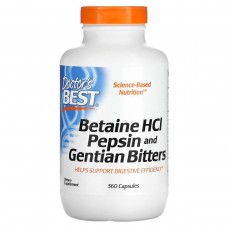 Горькая настойка из бетаина гидрохлорида, пепсина и генцианы, Betaine HCl, Pepsin & Gentian Bitters, Doctor's Best, 360 капсул