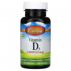 Вітамін Д3, Vitamin D3, Carlson Labs, 5000 МО, 120 гелевих капсул