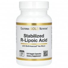 Р-ліпоєва кислота California Gold Nutrition (Stabilized R-Lipoic Acid) 120 рослинних капсул