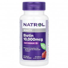 Біотин Natrol (Biotin) 10000 мкг 60 таблеток зі смаком полуниці