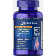 Глюкозамин Хондроитин и МСМ Puritan's Pride (Double Strength Glucosamine Chondroitin & MSM Joint Soother®) 60 капсул