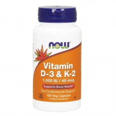Vitamin D-3 & K-2 1000IU/45mcg 120 caps NOW