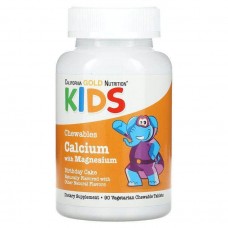 Chewable Calcium with Magnesium For Children, Birthday Cake, 90 Vegetarian Tablets California Gold Nutrition