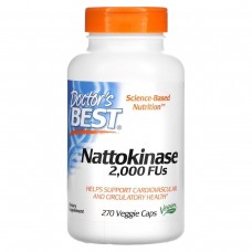 Наттокиназа, Nattokinase, Doctor's Best, 2000 МЕ, 270 вегетарианских капсул