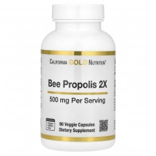 Прополіс 2X концентрований екстракт California Gold Nutrition (Bee Propolis 2X Concentrated Extract) 500 мг 90 вегетаріанських капсул