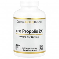 Прополіс 2X концентрований екстракт California Gold Nutrition (Bee Propolis 2X Concentrated Extract) 500 мг 240 вегетаріанських капсул