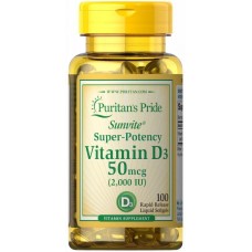Витамин Д3 Puritan's Pride (Vitamin D3) 2000 МЕ 100 капсул