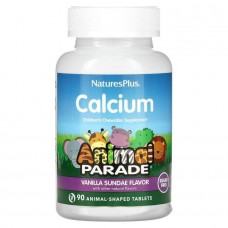 Кальций для детей без сахара вкус ванильного мороженого Nature's Plus (Animal Parade Calcium Children's Chewable Supplement Sugar Free) 90 жевательных таблеток