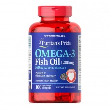 Омега-3, Omega-3 Fish Oil 1200 mg (360 mg Active Omega-3) - 100 Softgels Puritans Pride