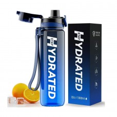Hydrated Water Bottle - 1000ml Tritan Blue Gray Brave
