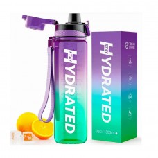 Hydrated Water Bottle - 1000ml Tritan Green Purple Brave