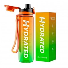 Hydrated Water Bottle - 1000ml Tritan Green Orange Brave