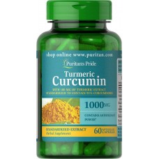 Куркумін і биоперин, Turmeric Curcumin with Bioperine, Puritan's Pride, 1000 мг, 60 капсул